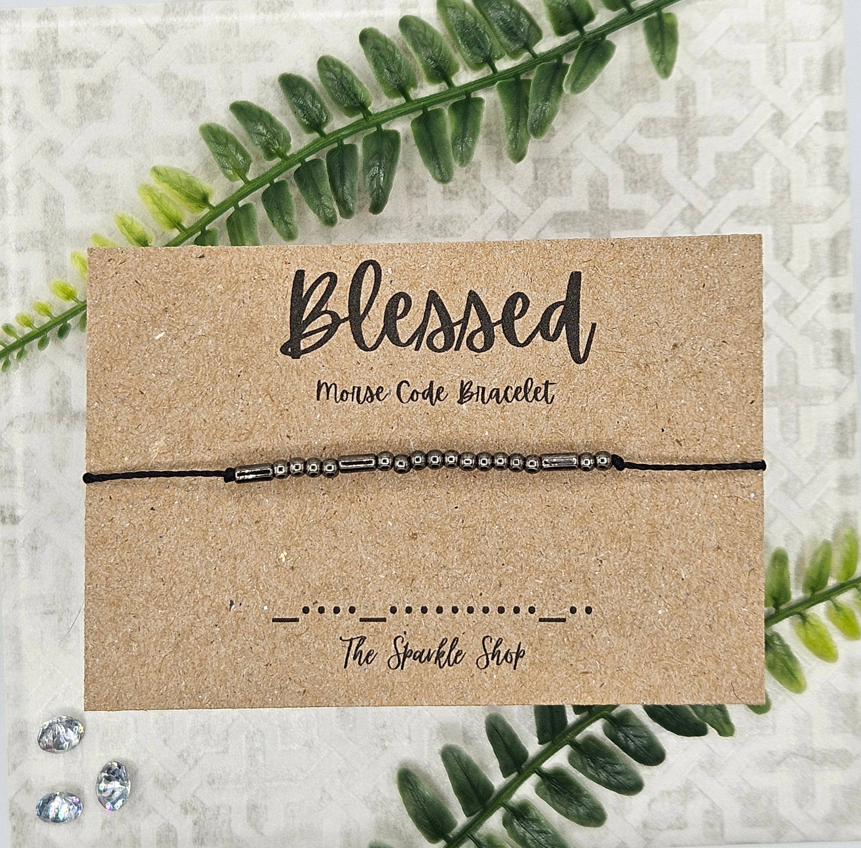 The Sparkle Shop - Wholesale Beaded Bracelet - Handmade Morse Code Bracelet - Blessed1
