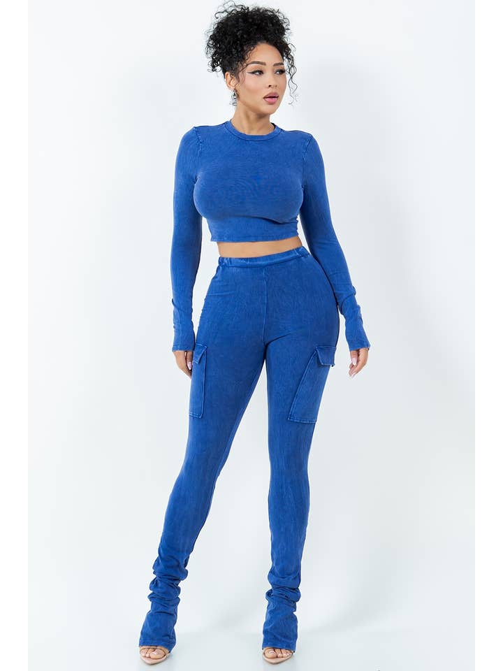 Uptown Apparel - Vente Ensemble haut et pantalon (PAS d'intérieur) - Femme - ENSEMBLE HAUT ET PANTALON EN COTON DÉLAVÉ MINÉRAL T6603-B11205