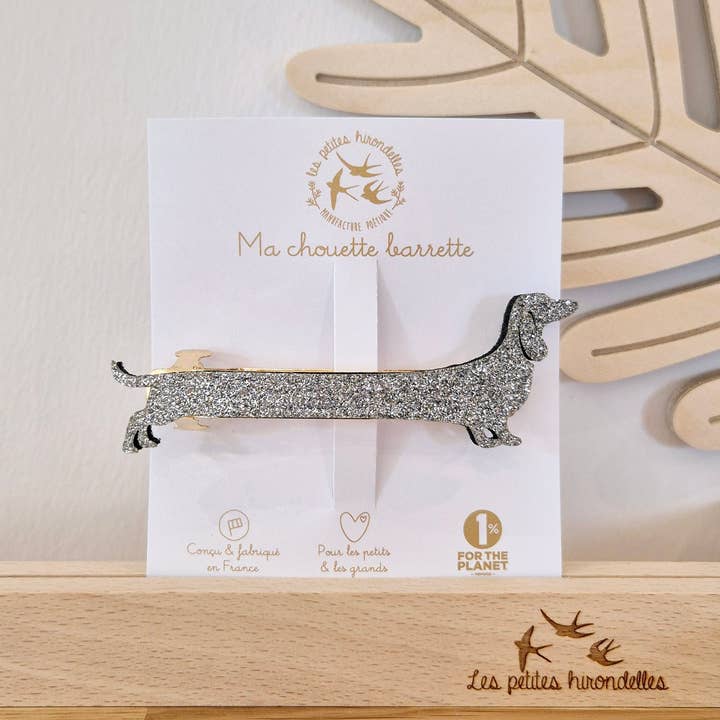 Fermaglio glitter bassotto da 10 cm per la vendita all'ingrosso da parte di Les Petites Hirondelles