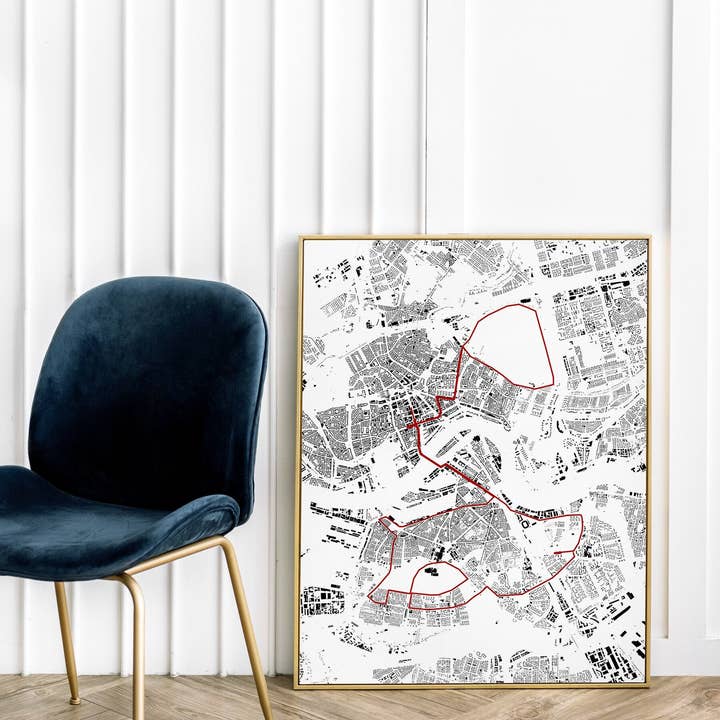 Rotterdam Marathon: Detailed Building Map, Premium Print for wholesale by Nativah Chaya