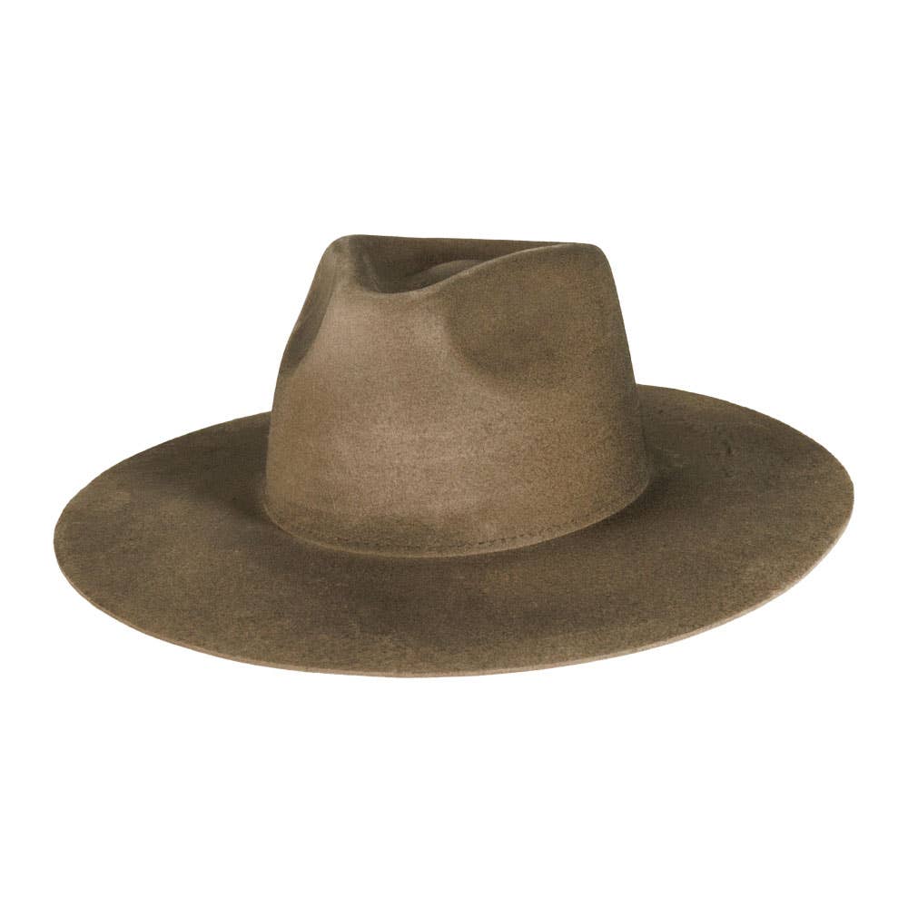 American Hat Makers - Wholesale Fedora - Unisex - 100% Wool Felt Flat Brim Fedora Hat - Style Rancher24