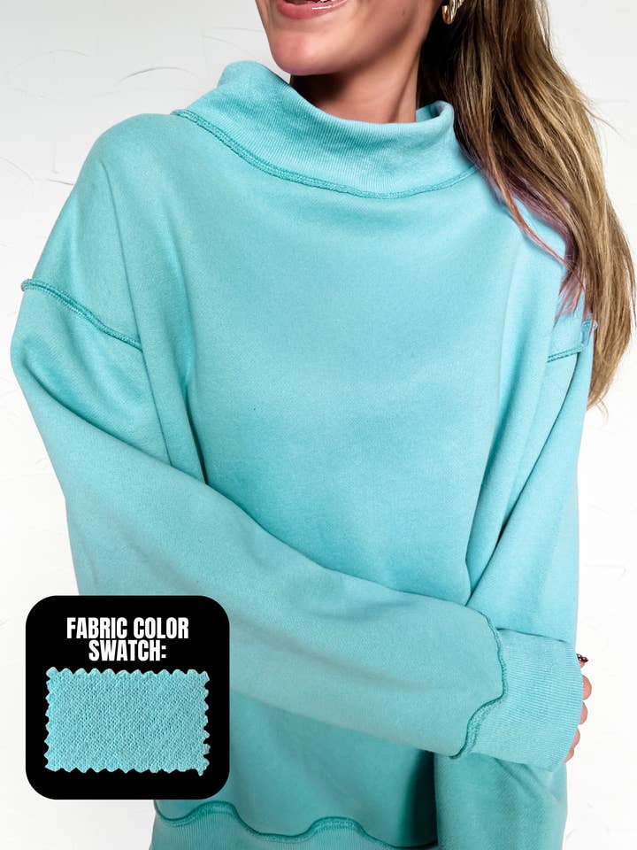 Sudadera de cuello alto - Azul cielo para venta al por mayor de Pierce + Pine