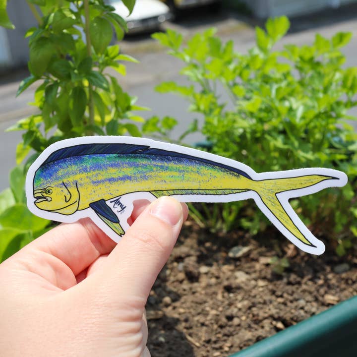Mahi Mahi, Dolphin Fish Sticker for wholesale by Sisters' Sunflowers