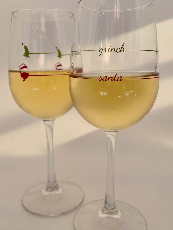 Stem Wine Glass | Santa / Grinch for wholesale by Pourtions Just Right