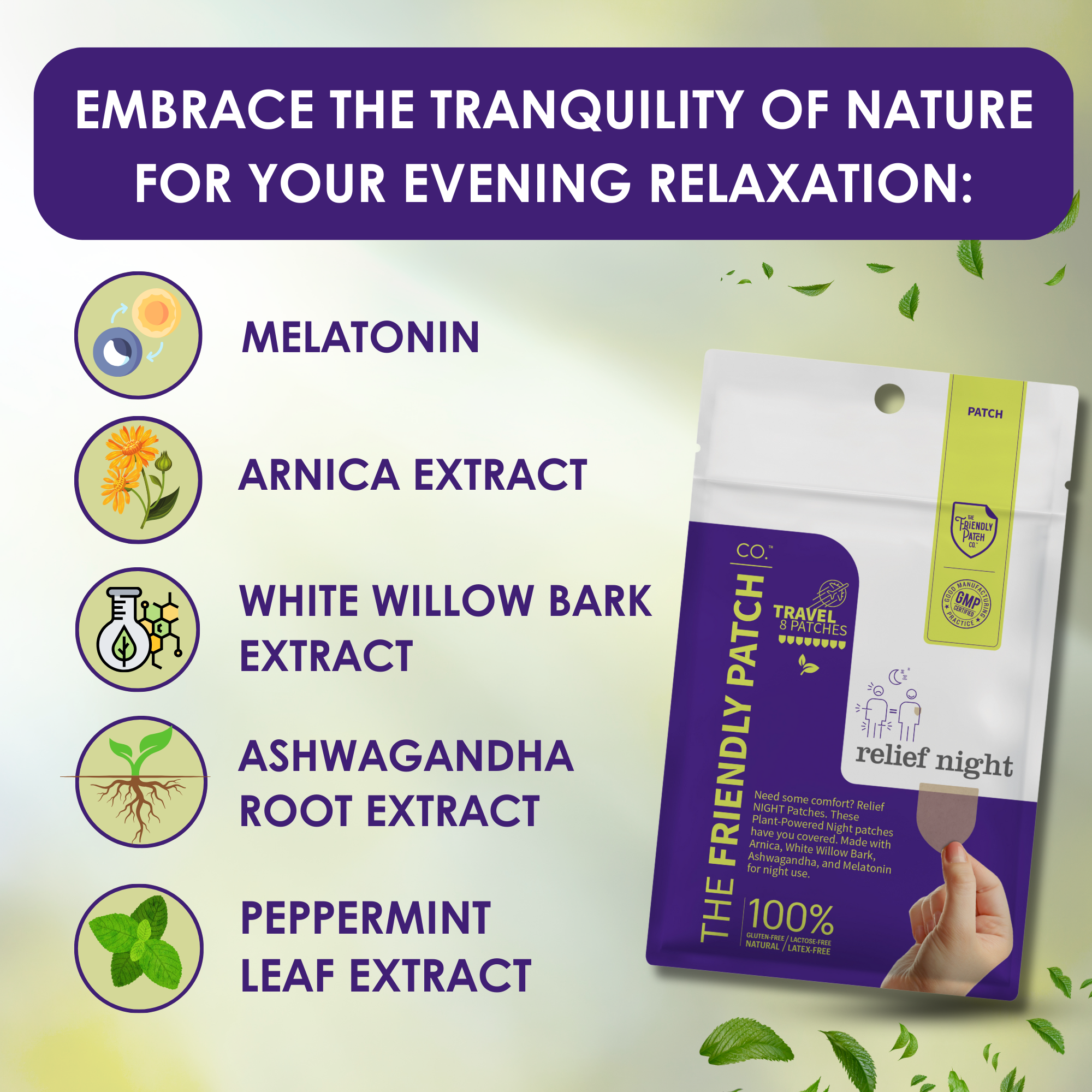 Friendly Patch CO - Wholesale Pain Relief Spray/Cream - Relief Night Pain Patch - Arnica, Melatonin, menthol 8 pack4