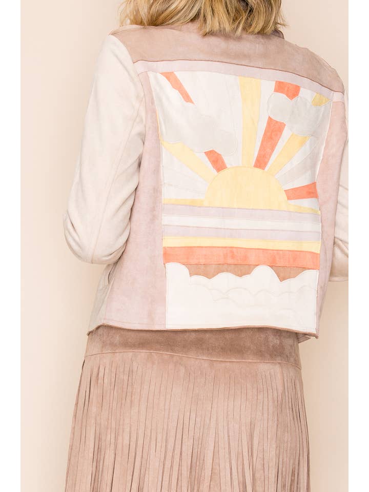 W.A.Y. --Wonderful And Young - Wholesale Jacket - Women's - W.A.Y FAUX SUEDE appliqué JACKET-Sun 4