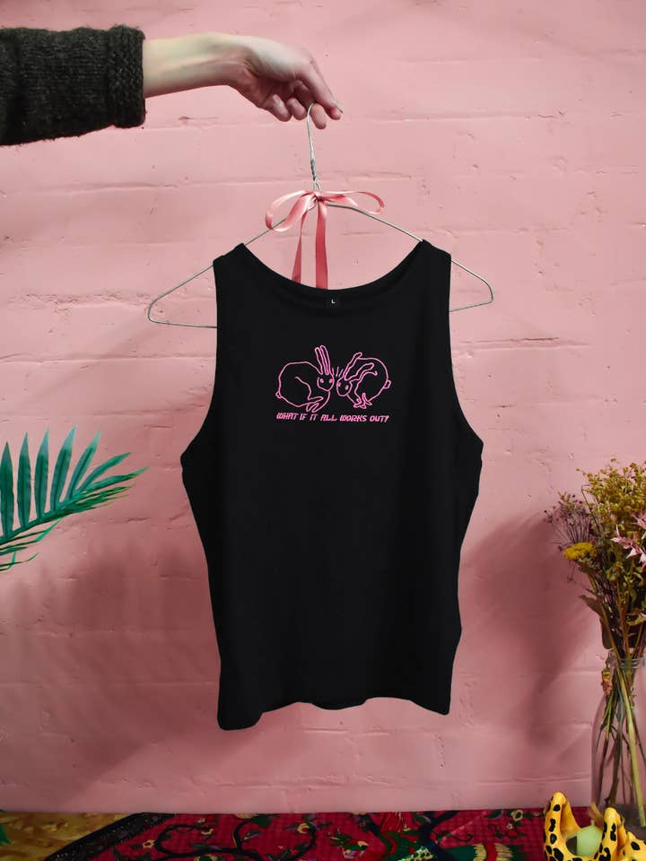 🐇Bunny Embroidered Vest - Black 🐇 for wholesale by Beeillustrates