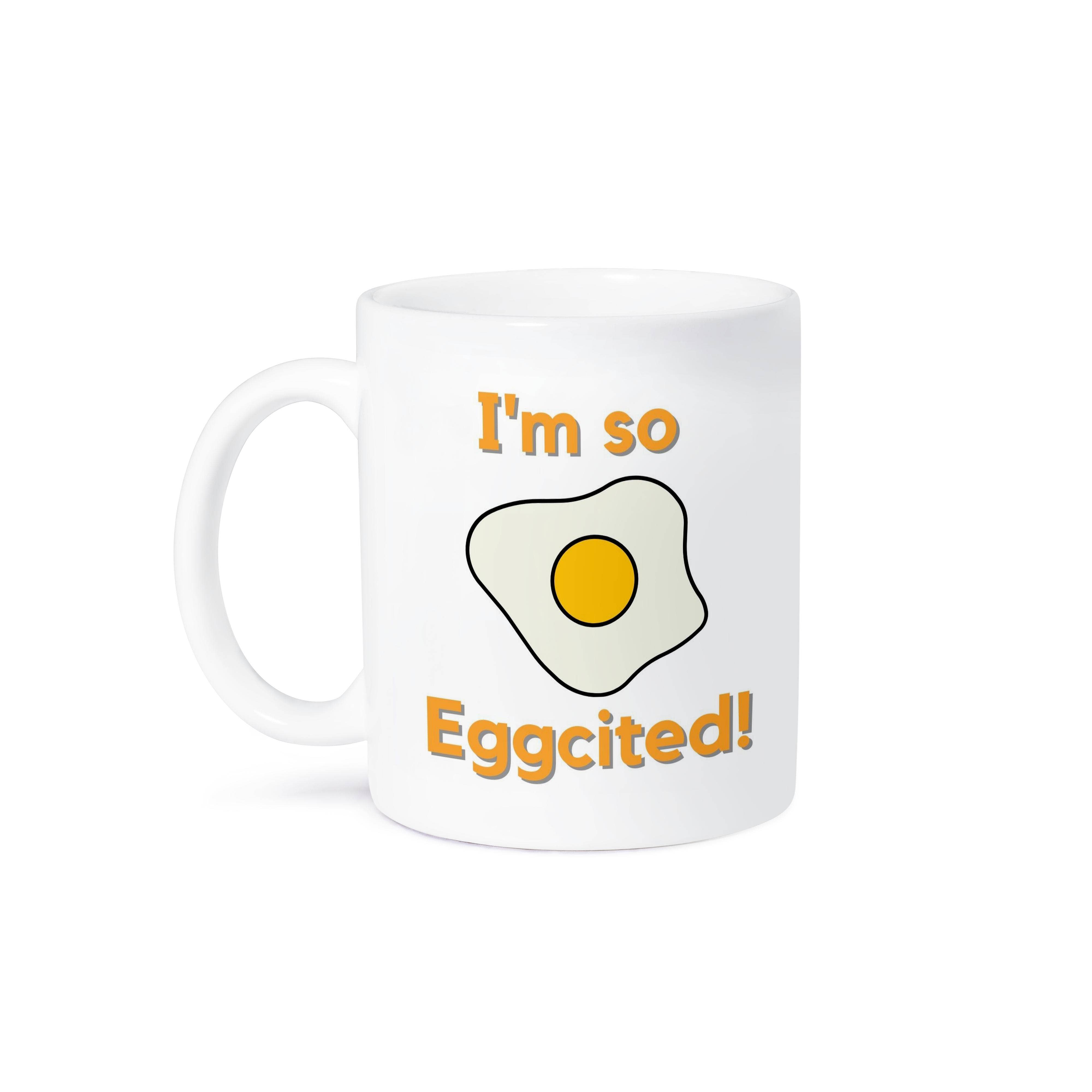 3dRose – Engroshandel Kaffekrus – 3dRose, Sød billede af æg med teksten Jeg er så ægsciteret, krus8