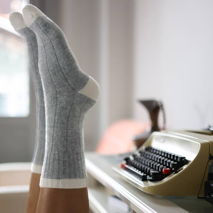 KLUE - Vente Chaussettes – femme - Chaussettes à bandes en laine mérinos KLUE | Gris