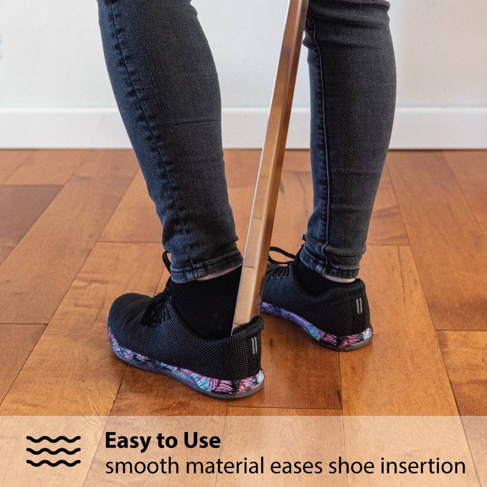 FootFitter - Wholesale Shoe Horn - Unisex - FootFitter Long Stainless Steel & Leather Shoe Horn, 31"2