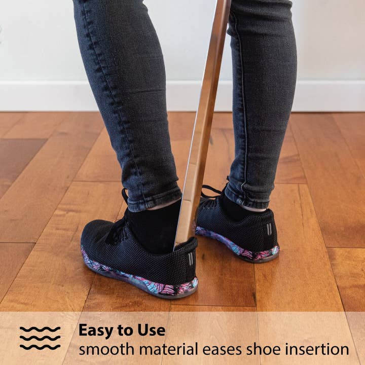 FootFitter - Wholesale Shoe Horn - Unisex - FootFitter Long Stainless Steel & Leather Shoe Horn, 31"2