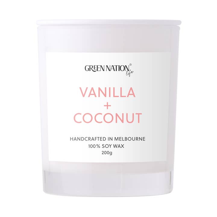 Soy Wax Candle 200gm - Vanilla + Coconut for wholesale by Green Nation Life