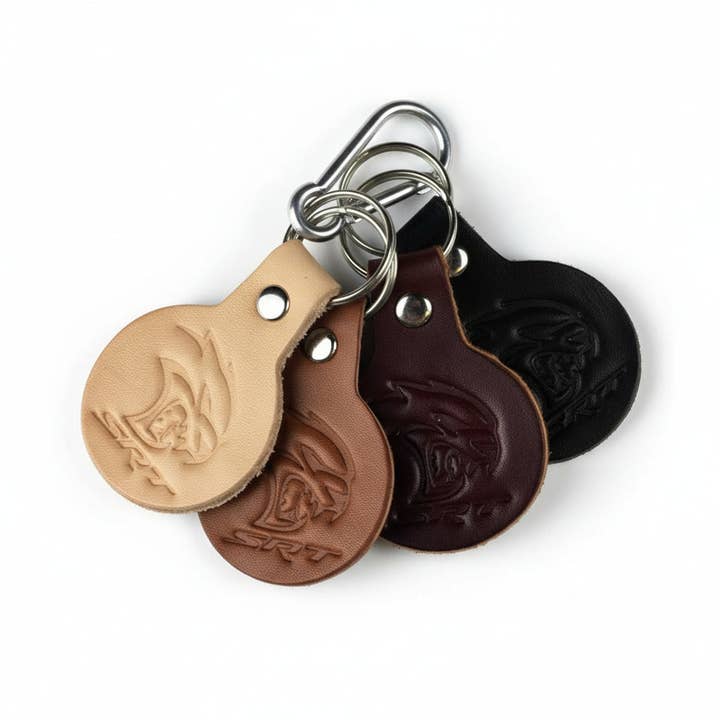 Keychain - Dodge SRT Hellcat round leather for wholesale by Detroit Shirt Co.
