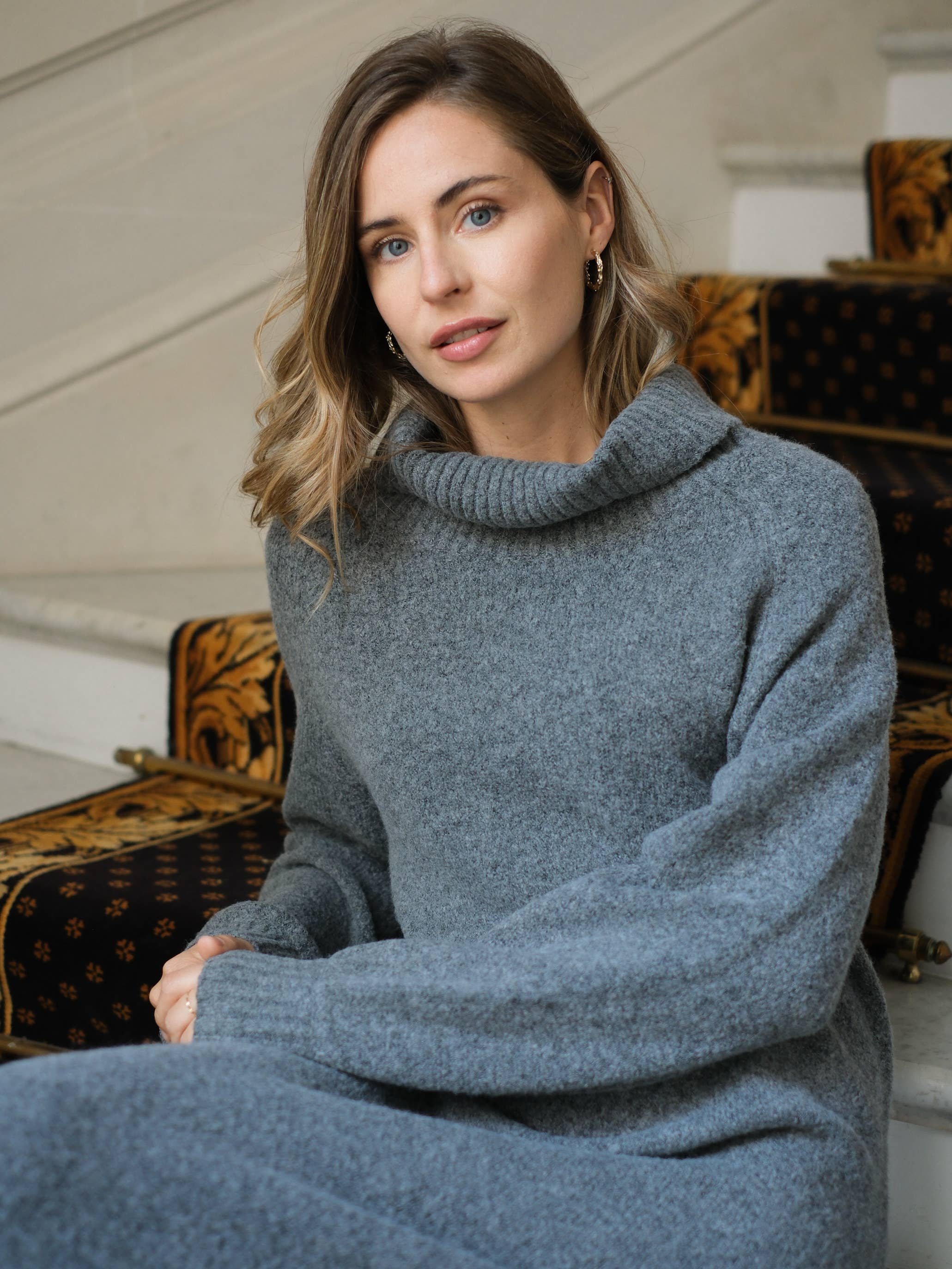 LOVIE & CO - Wholesale Dress - Women's - Long knit off-shoulder sweater dress - 245664-PETRA5