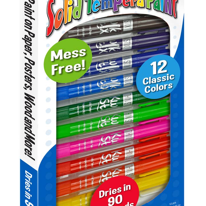 TPG Creations / The Pencil Grip - Wholesale Paint Set - ThinStix Tempera Paint - 12 Thin Classic Colors TPG-6081