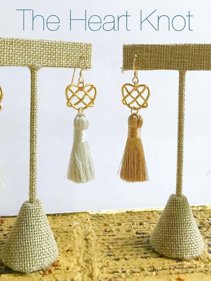 Heart Knot Earrings With Tassel for wholesale by The Heart Knot