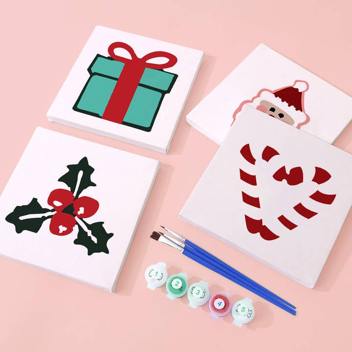 Paint Your Numbers – wholesale DIY craft kit – Holiday Treasures 4 Pack Mini Paint by Numbers Kit2