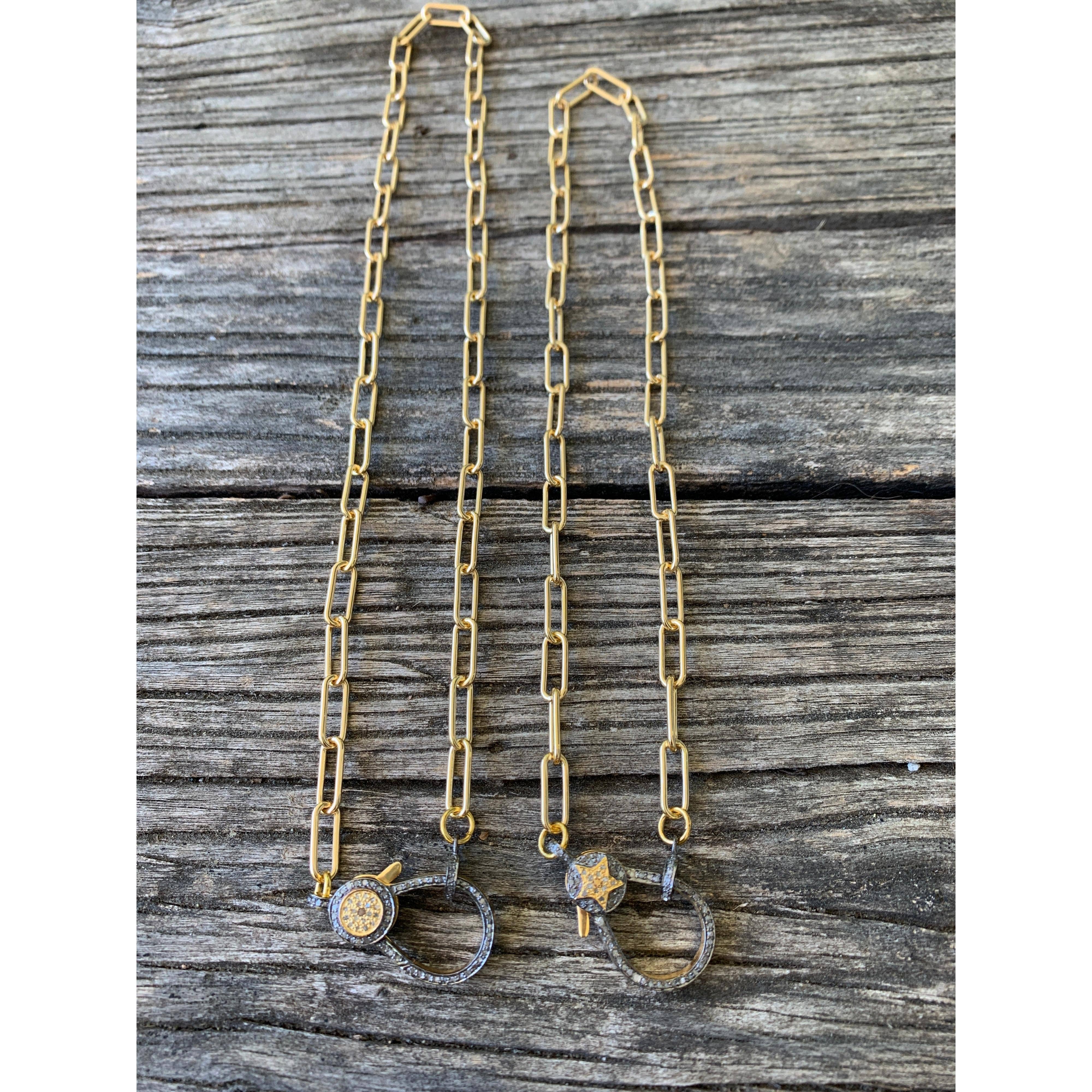 ILISSA MICHELE JEWELRY - Venta al por mayor Collares de cadenas y eslabones - Collar de cadena dorada con clip para papel y cierre bicolor0