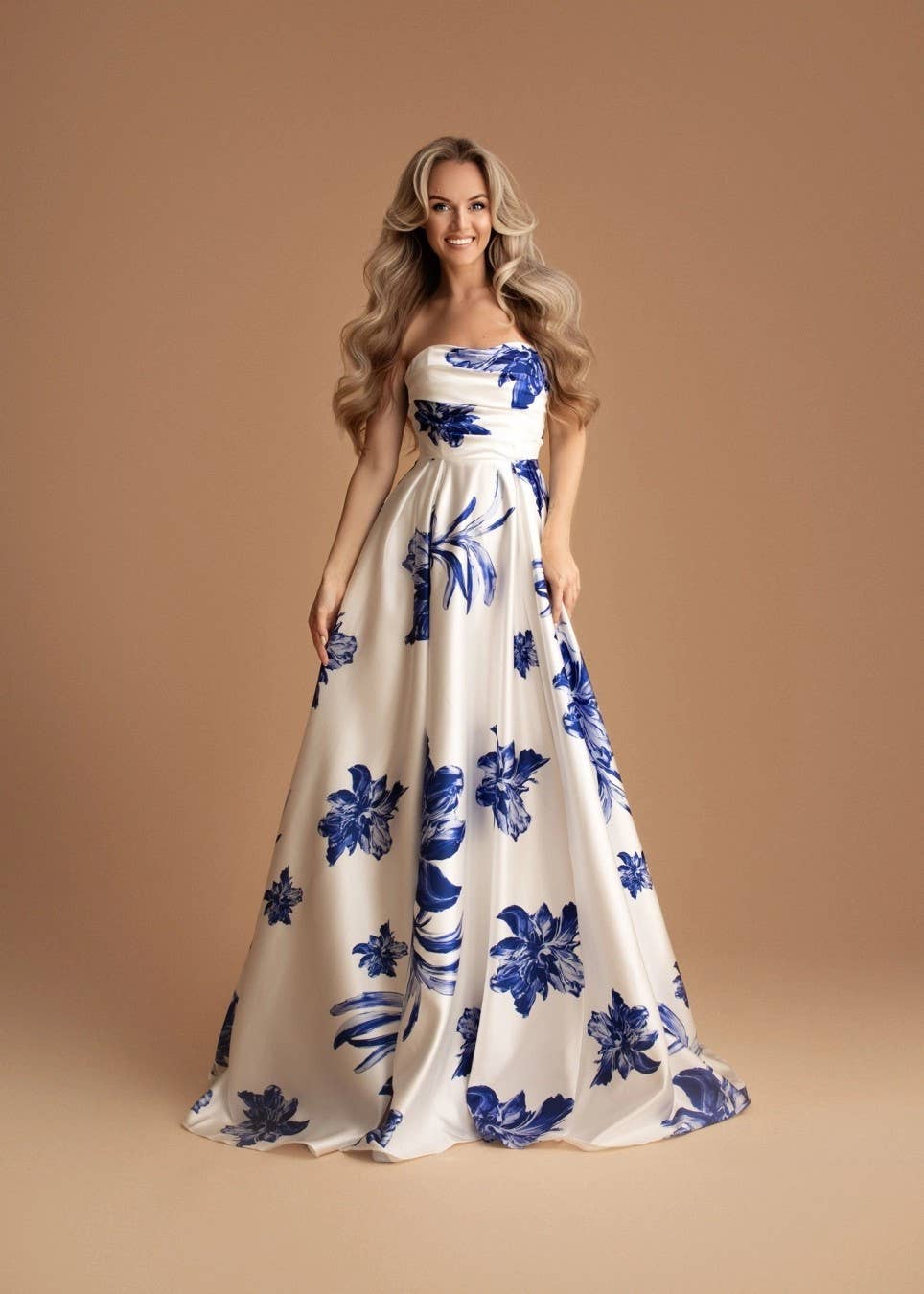 Eva & Lola - Epsilonn - Wholesale Gown - Women's - HM2505 - Strapless floral evening dress with back lacing0