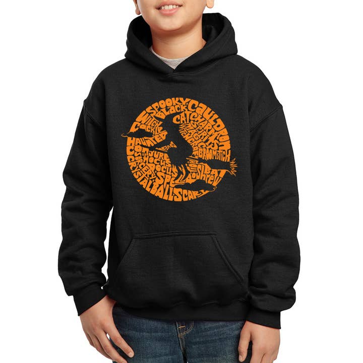 Boy's Word Art Hooded Sweatshirt - Spooky Witch for wholesale by LA Pop Art