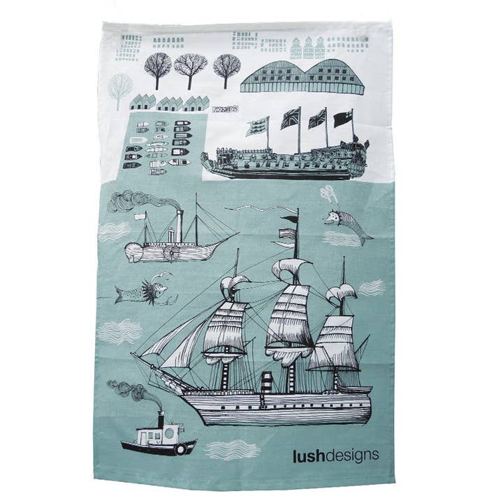 Ship Tea Towel for wholesale by Lush Designs