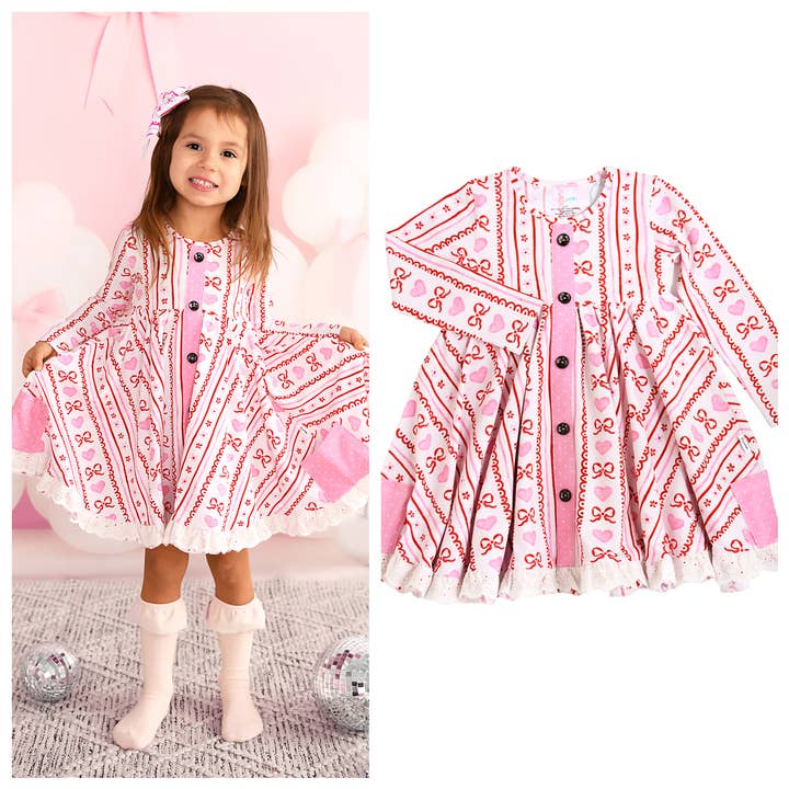 Hallie KNAP KJOLE Valentinsdag Børnetøj Sæt for engroshandel hos Gigi and Max