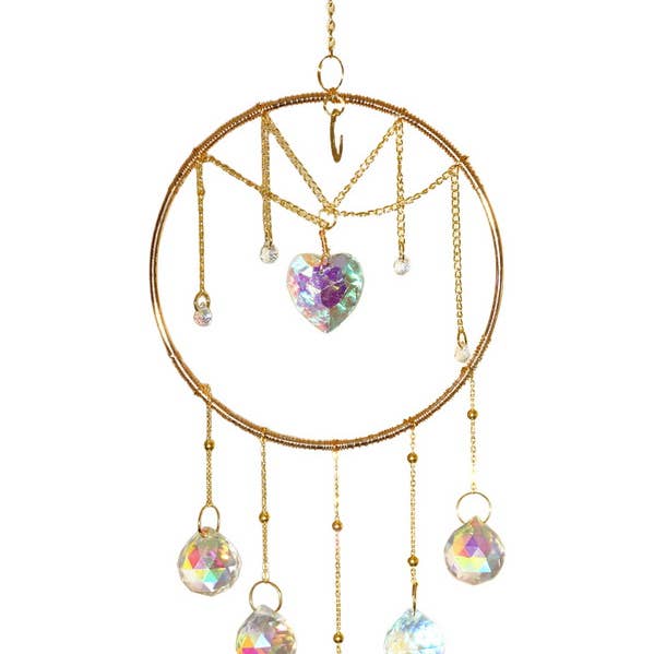 Cubby House by Malmar - Wholesale Decorative figurine - 43cm Round Heart Suncatcher With Crystal0