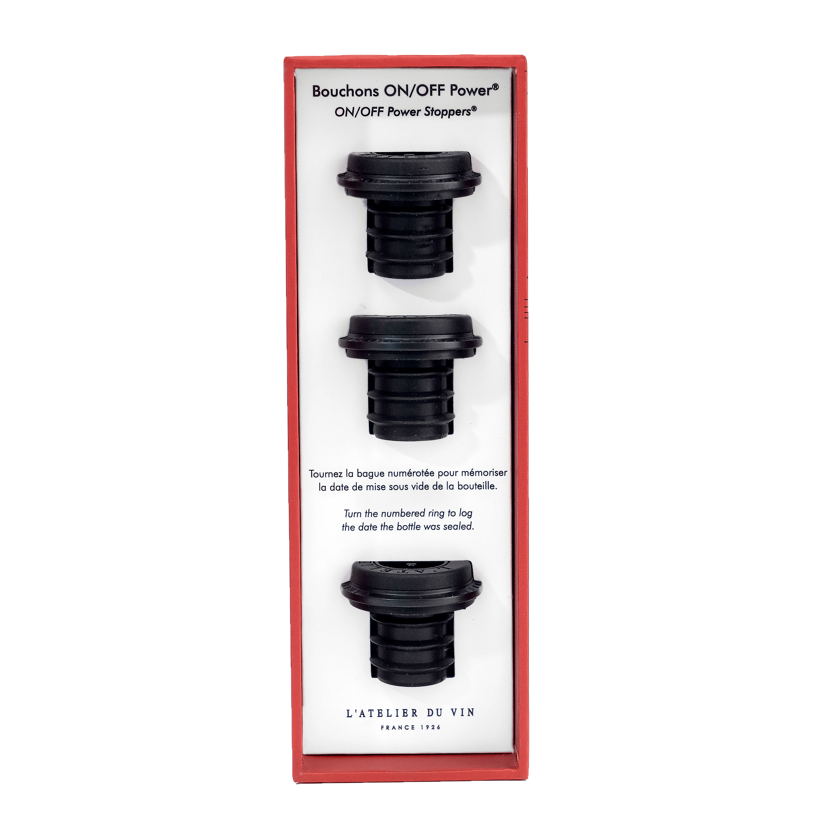 L'Atelier du Vin - Wholesale Wijnstopper - Wijnpomp - 3 ON/OFF Power stoppen0