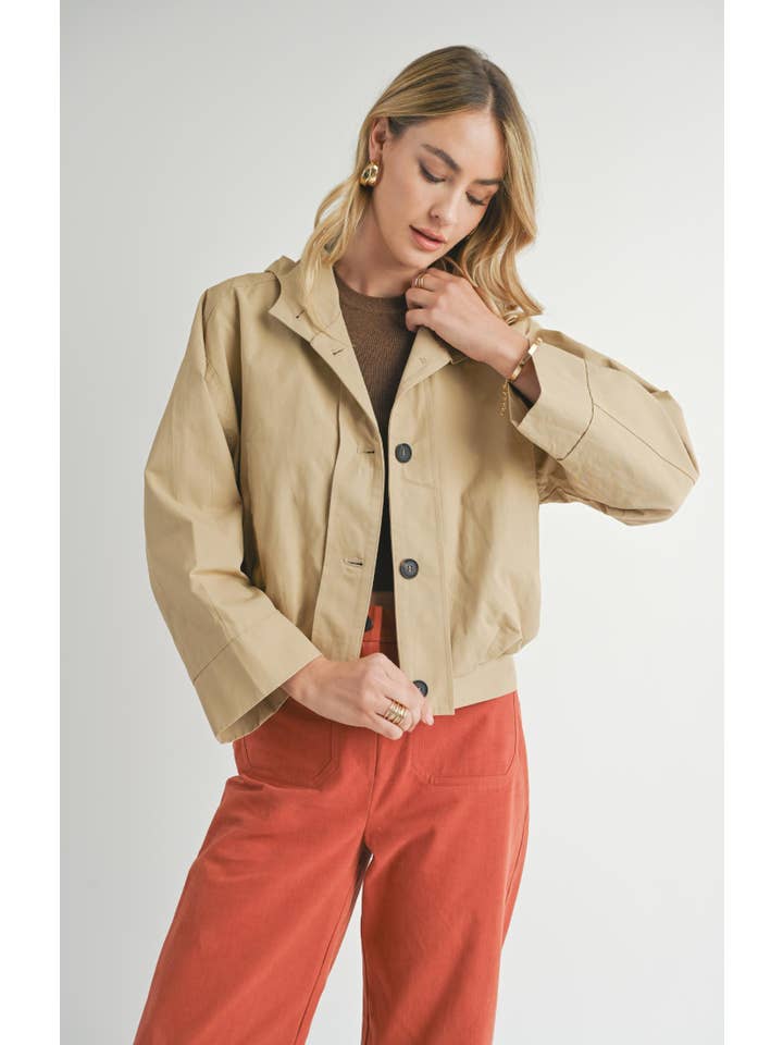 Sadie & Sage - Wholesale Jacket - Women's - Olsen Buttoned Jacket W Hood: KHAKI