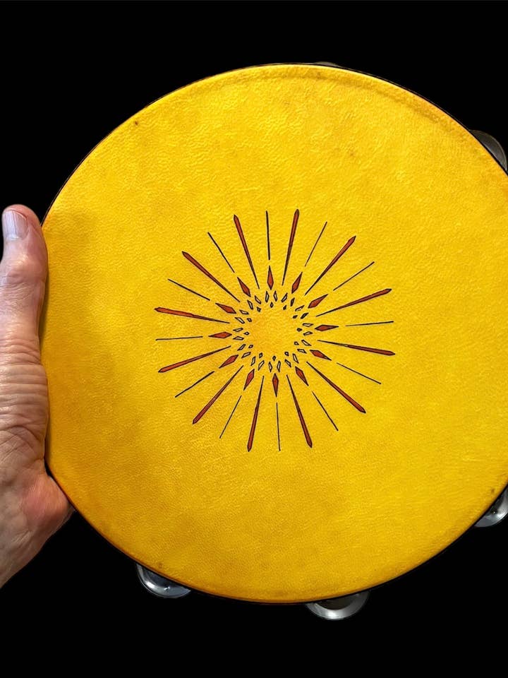 10" Sunburst Tambourine w/optional illuminated Display Stand for wholesale by inRhythm