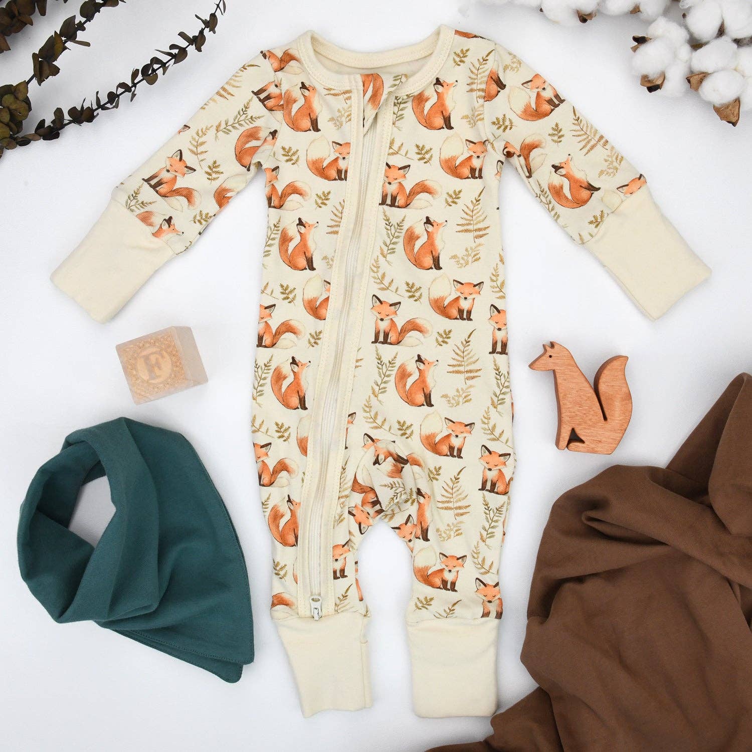 Earthy - Wholesale Sleepsuit - Baby - Organic Cotton Baby Pajamas 2-Way Zip Front Zipper Sleeper, Rusty0