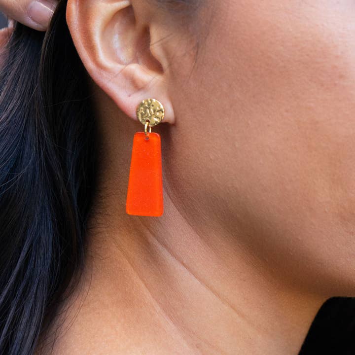Spiffy & Splendid - Wholesale Dangle Earrings - Mia Mini Earrings - Orange Glitter // Jewelry, Game Day1