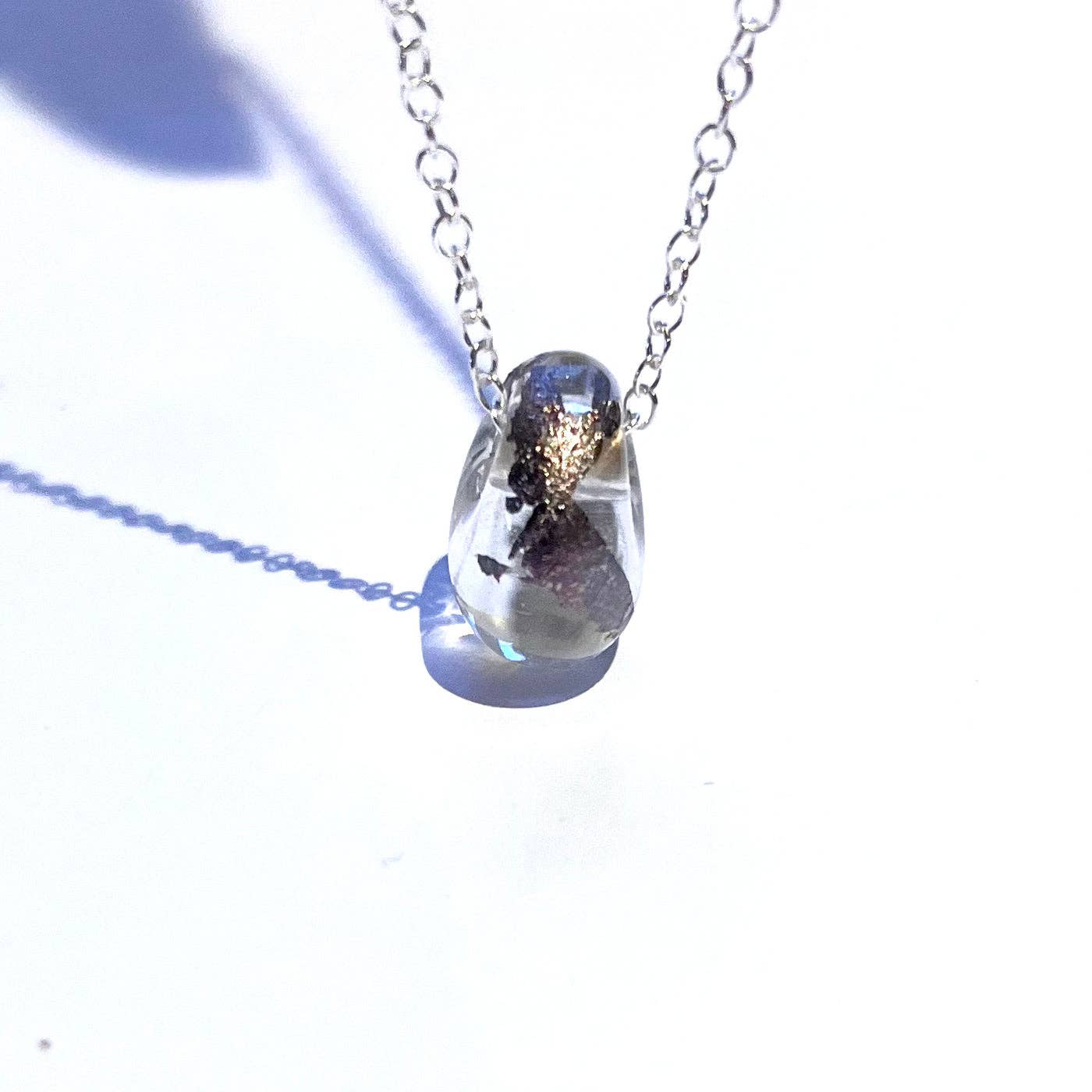 Helen Chalmers - Wholesale Pendant/Charm Necklace - Recycled Whisky Bottle Pendant on Sterling Silver Chain, Clear and Palladium1