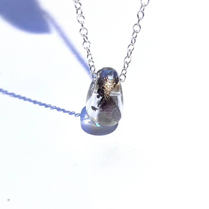 Helen Chalmers - Wholesale Pendant/Charm Necklace - Recycled Whisky Bottle Pendant on Sterling Silver Chain, Clear and Palladium1