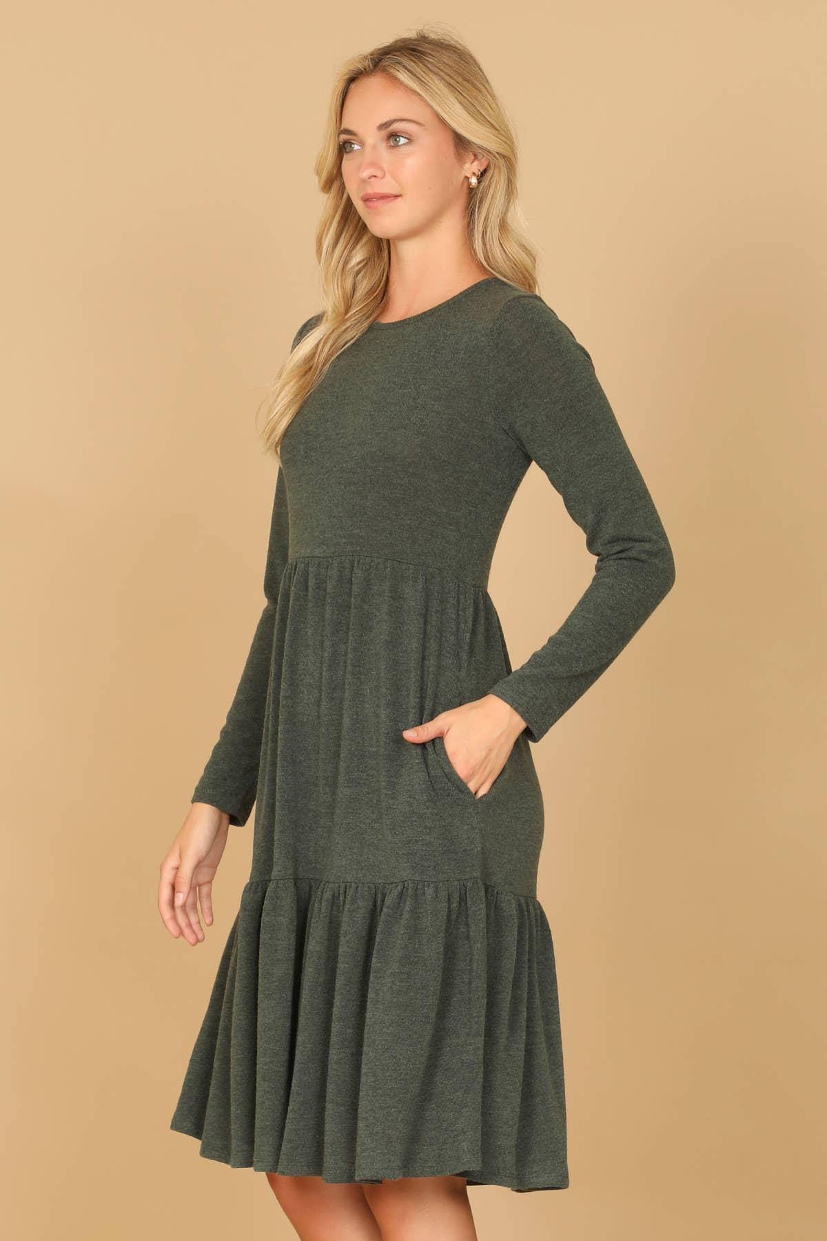 You & Me - Vente Robe – femme - ROBE À PLUSIEURS NIVEAUX EN CHAMBRAY À MANCHES LONGUES ET COL ROND YMD10121V24