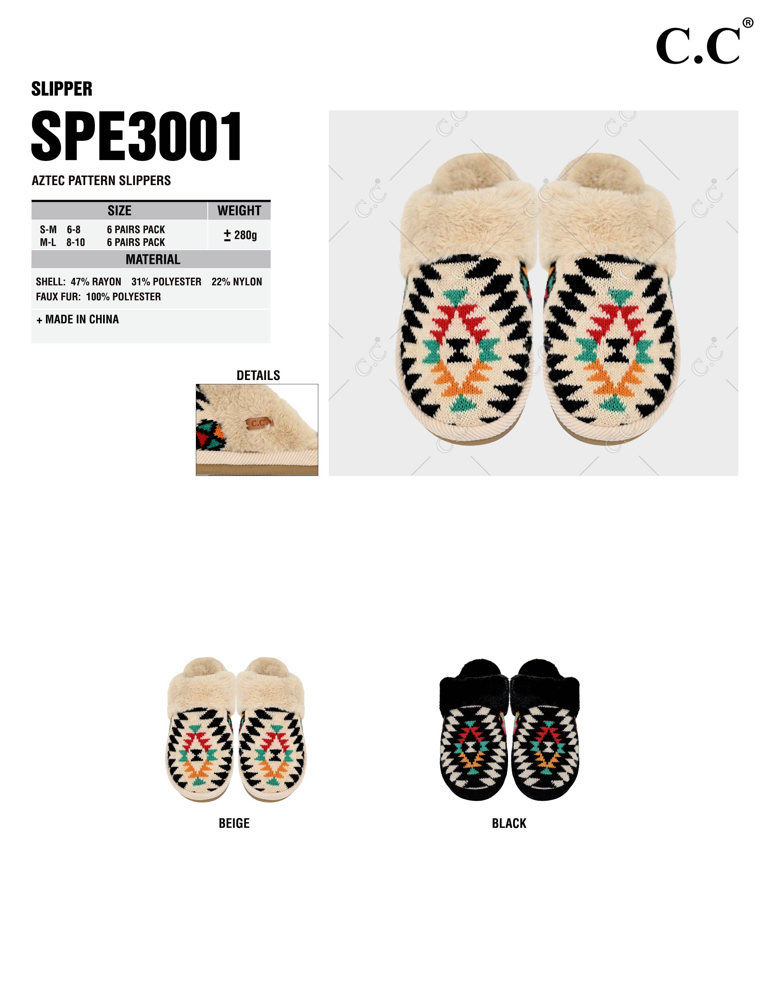 Truly Contagious - Wholesale Slippers - Women's - CC Slippers Aztec Pattern - SPE3001 - By Contagious Wholesale2