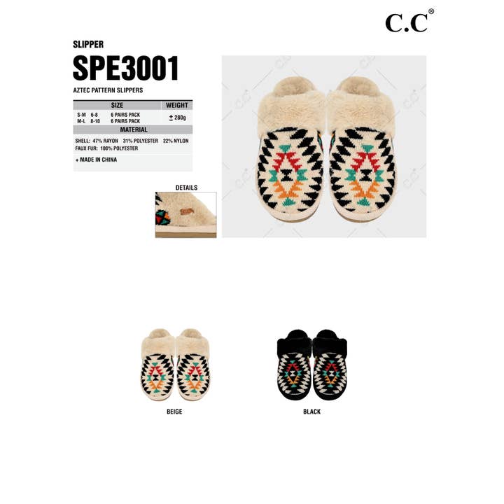 Truly Contagious - Wholesale Slippers - Women's - CC Slippers Aztec Pattern - SPE3001 - By Contagious Wholesale2
