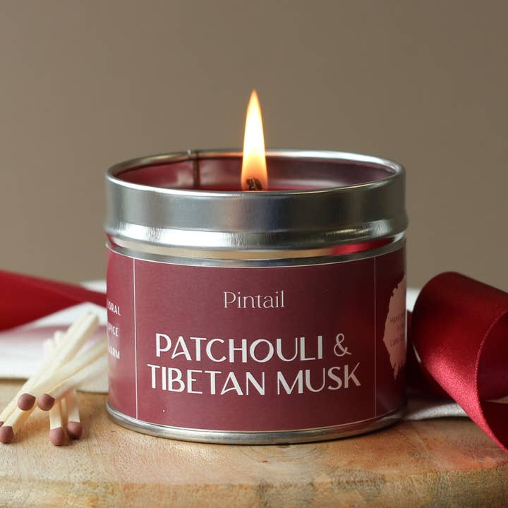 Patchouli and Tibetan Musk Classic Tin Candles | Candles for wholesale by Pintail Candles | Avalon Home