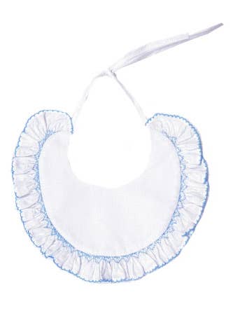 Sweet Baby White and blue smocked Pima Cotton Bib for wholesale by Baby Threads