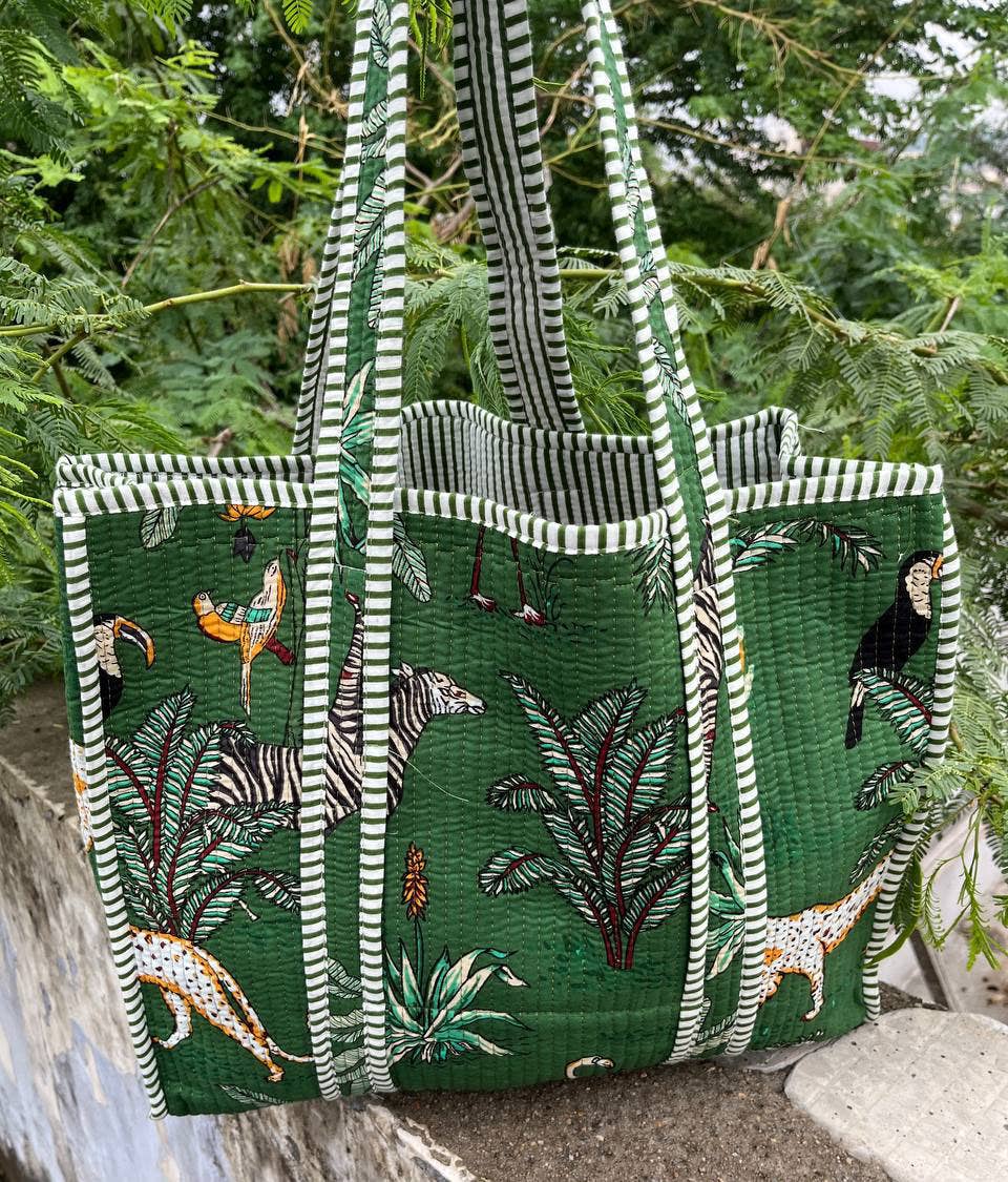 bhavnas boutique - Wholesale Shoulder Bag - Women's - Animal Printed Cotton Quilted Jhola Bag Women Shopping Bags 1