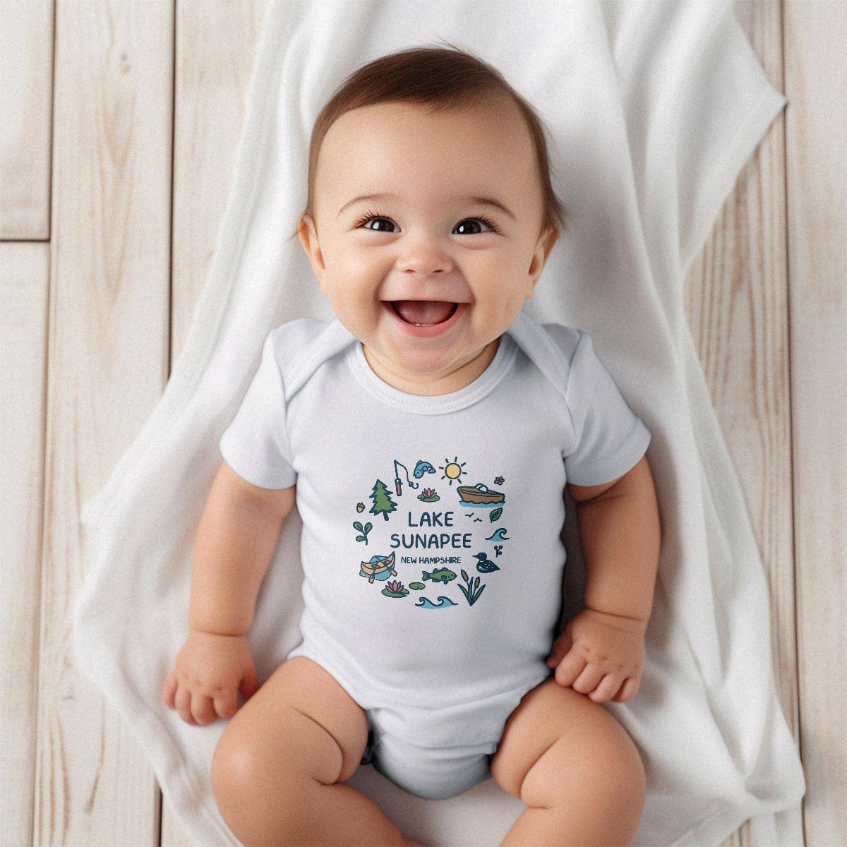 RetroPlanet – wholesale Bodysuit (non-footed) – Baby – Your Lake Doodle Name Drop Baby Bodysuit Onesies NB-24 Mos3