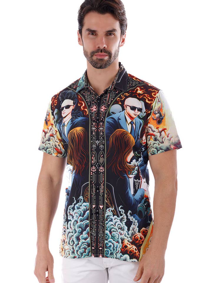 Men's Comic Science Fiction Short Sleeve Shirts 4SST36 for wholesale by BARABAS