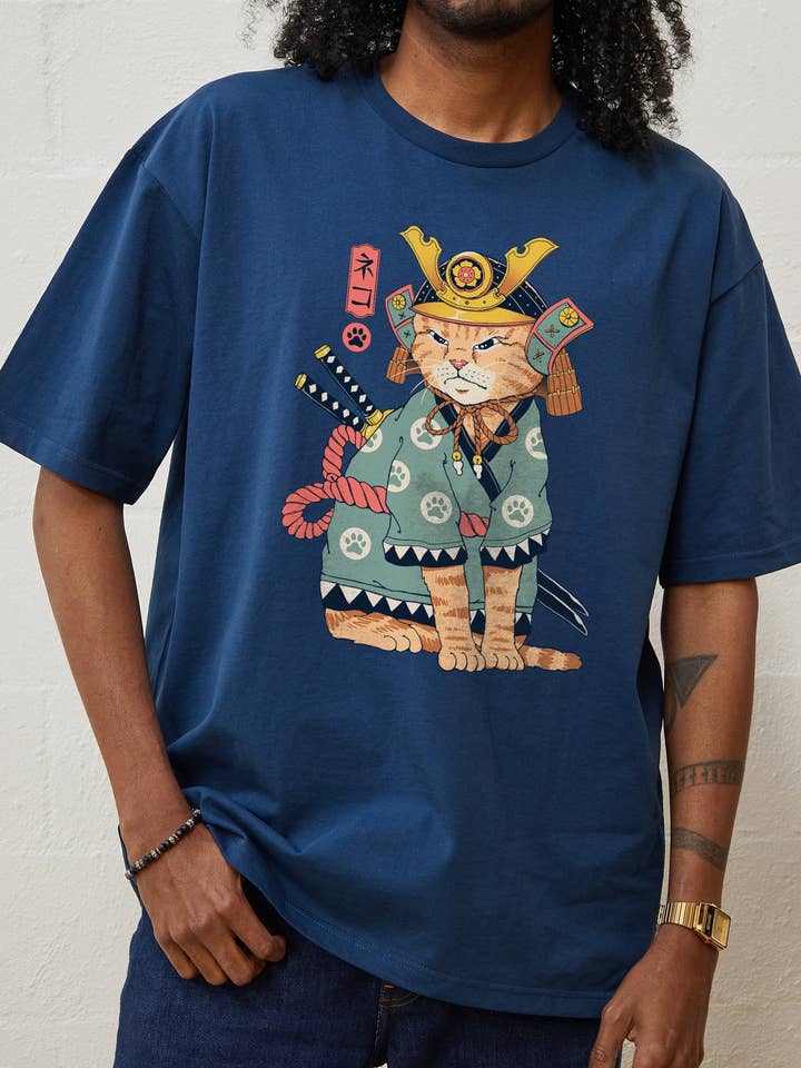 Camiseta Neko Samurai por atacado de Threadheads