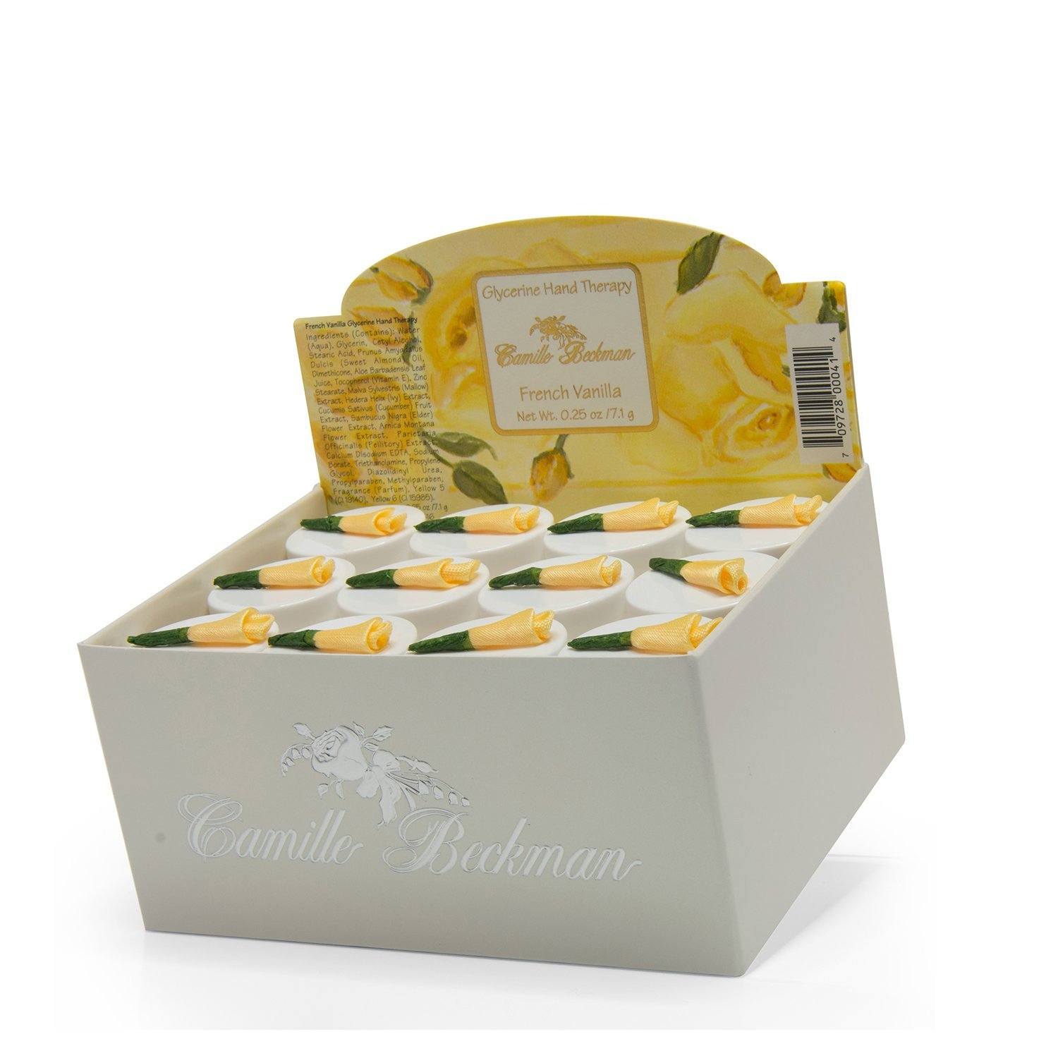 Camille Beckman - Vendita all'ingrosso Crema/lozione mani - Mini vasetti per la terapia della mano con glicerina alla vaniglia francese1