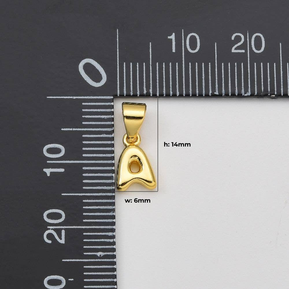 Beads Creation - Wholesale Individual Charm/Pendant - Gold Filled Alphabet Charm, Balloon Initial Letter, CP20551