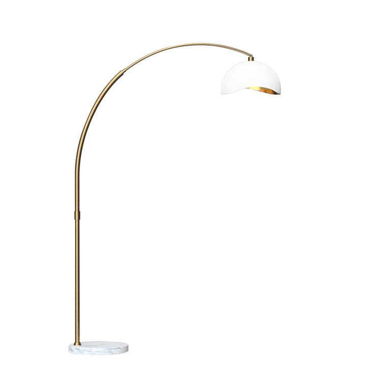 Nova of California - Wholesale Floor Lamp - Arc Floor Lamp Brass 92" Luna Bella White Shade Marble1