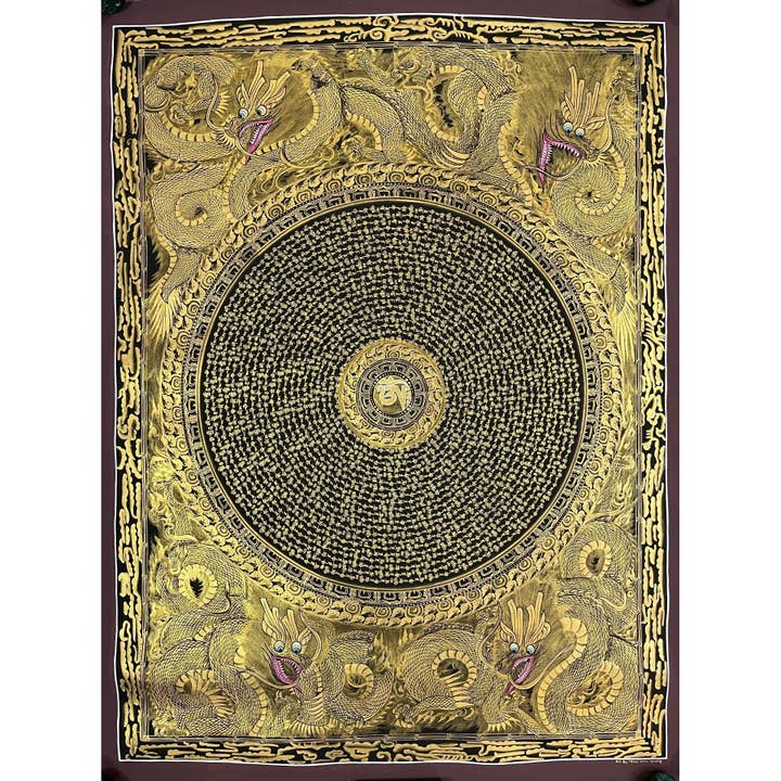 Om Mantra Mandala Große Thangka für den Großhandel von Art Of Tibet