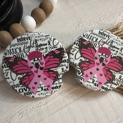 Set de posavasos para coche October Breast Cancer Awareness con forma para venta al por mayor de Dogwood Graphics & Design