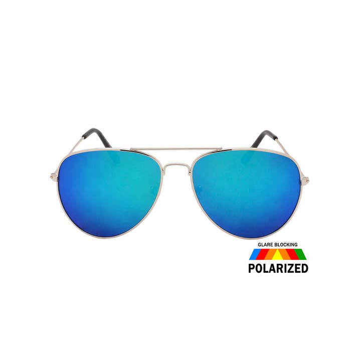 Shark Eyes, Inc - Wholesale Sunglasses - Unisex - Polarized Aviator Sunglasses Color Mirror Lens Assorted Look