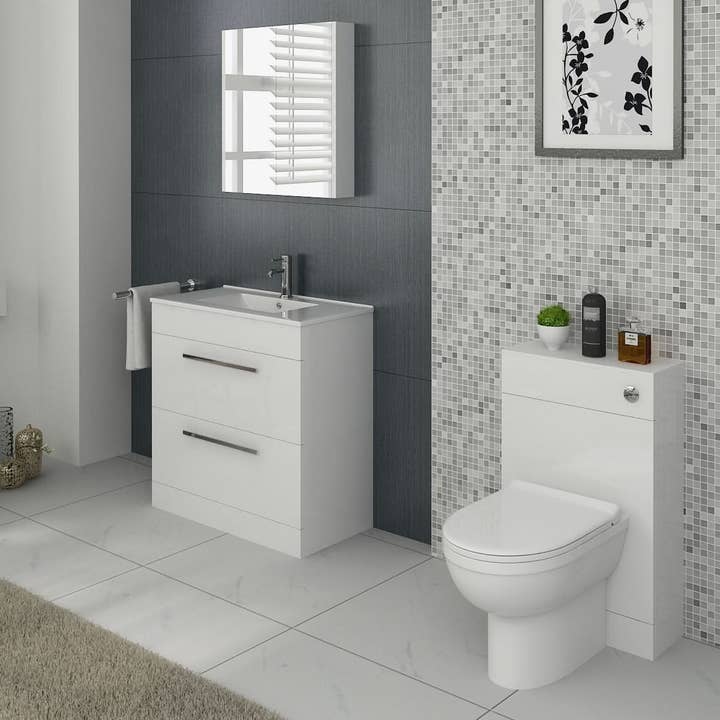 Venus Bathroom FS Unit and Slim-Edge Basin (Drawer & Flap) White for wholesale by Bathroom4Less